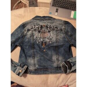 Venus rhinestone Jean jacket size 6 Y2k